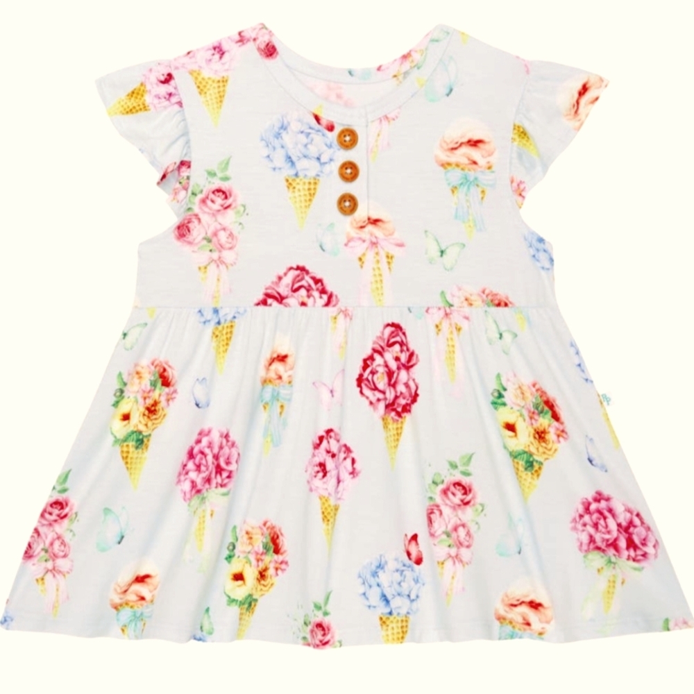 Posh Peanut Girls Camille Floral Ice Cream Peplum Top & Shorts Set - Picture 3 of 4